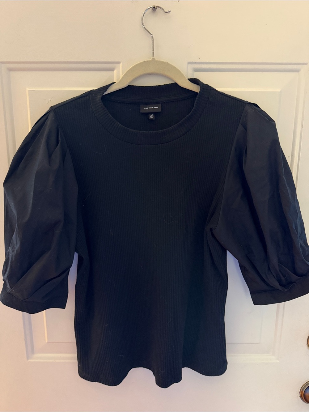 Who What Wear Black Ribbed Top